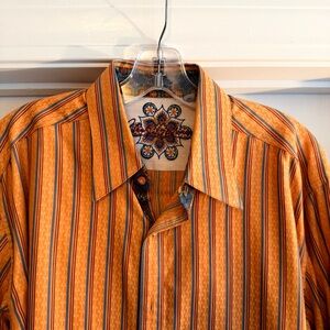 Robert Graham Orange Striped Dress Shirt